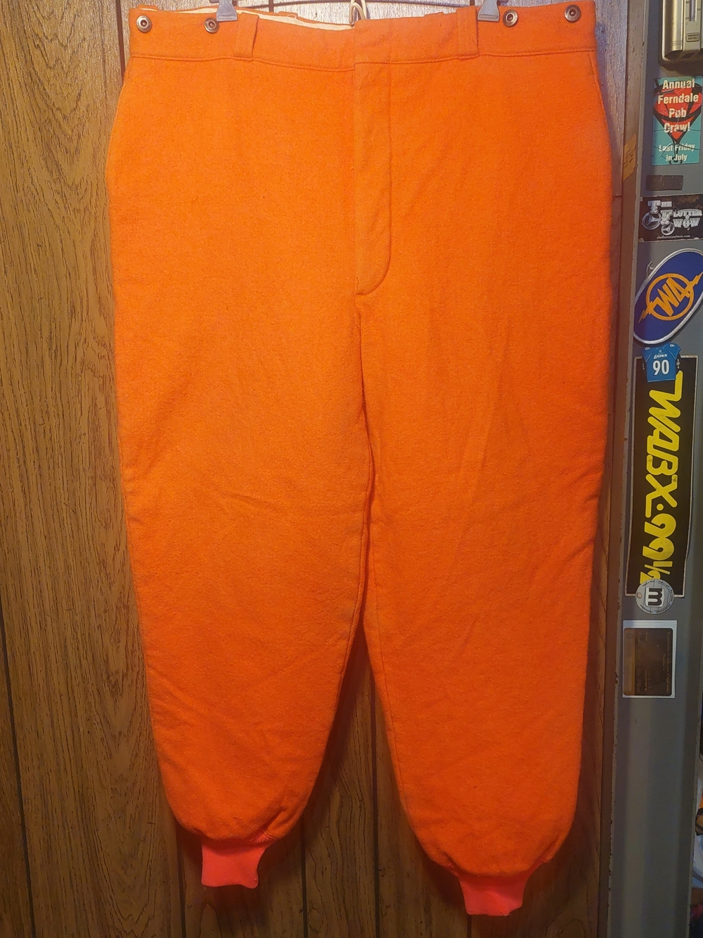 Woolrich Bright Orange Wool Hunting Pants 40x30 Quilt Lined Vintage 60s